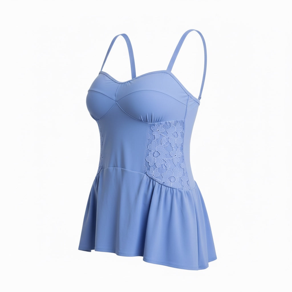 Skirted Tankini Top - Hydrangea Blue