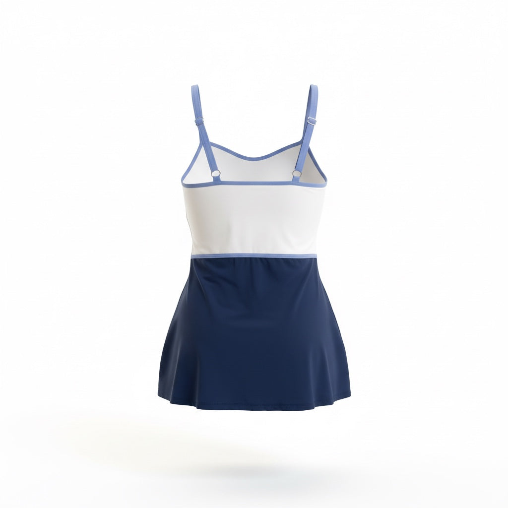 Color Block Tankini Top -Navy/Hydrangea Blue