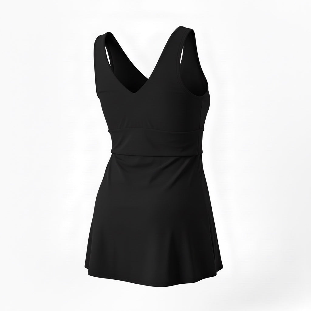 Side Tie Tankini Top - Black