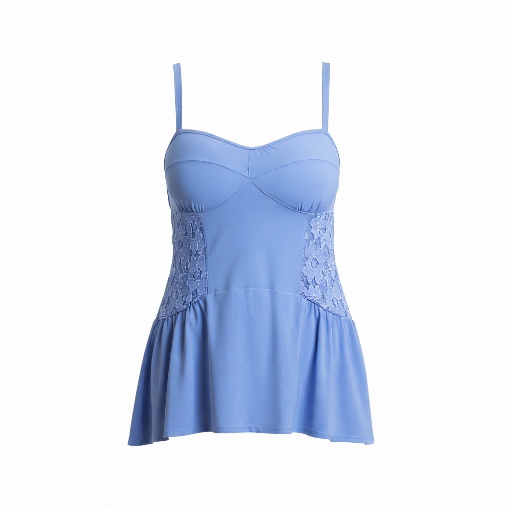 Skirted Tankini Top - Hydrangea Blue
