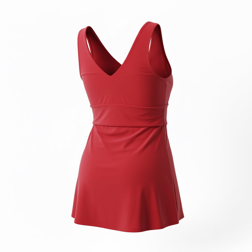 Side Tie Tankini Top - Berry Red