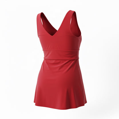 Side Tie Tankini Top - Berry Red