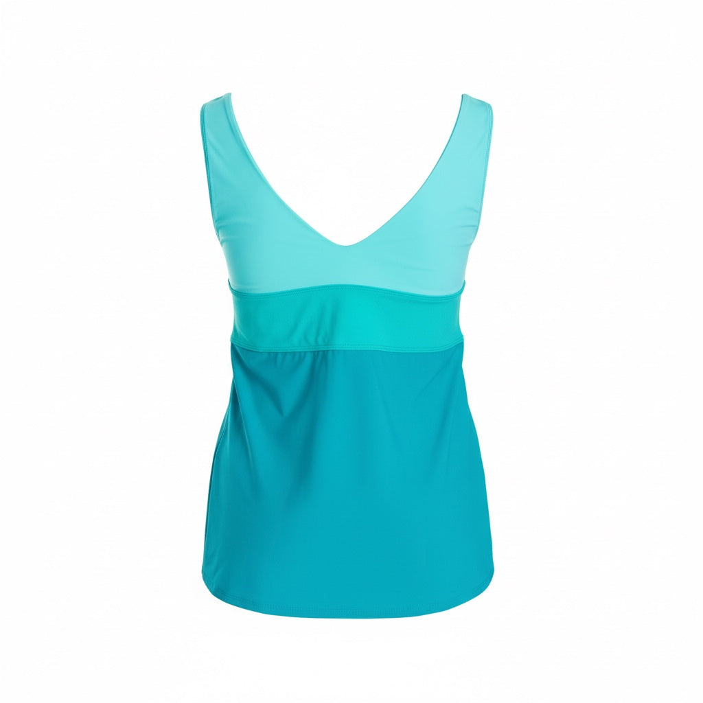 Banded Color Block Tankini Top - Turquoise/Mint/Jade