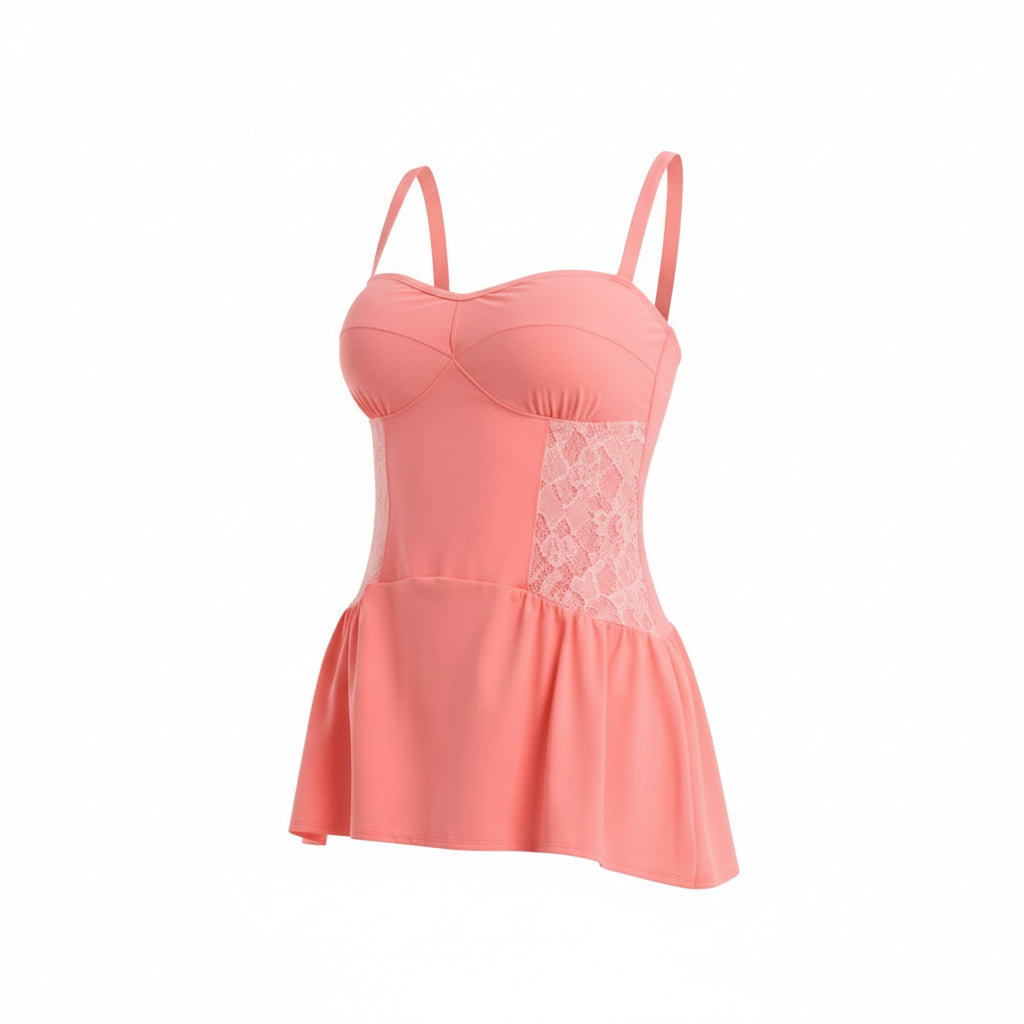 Skirted Tankini Top - Coral