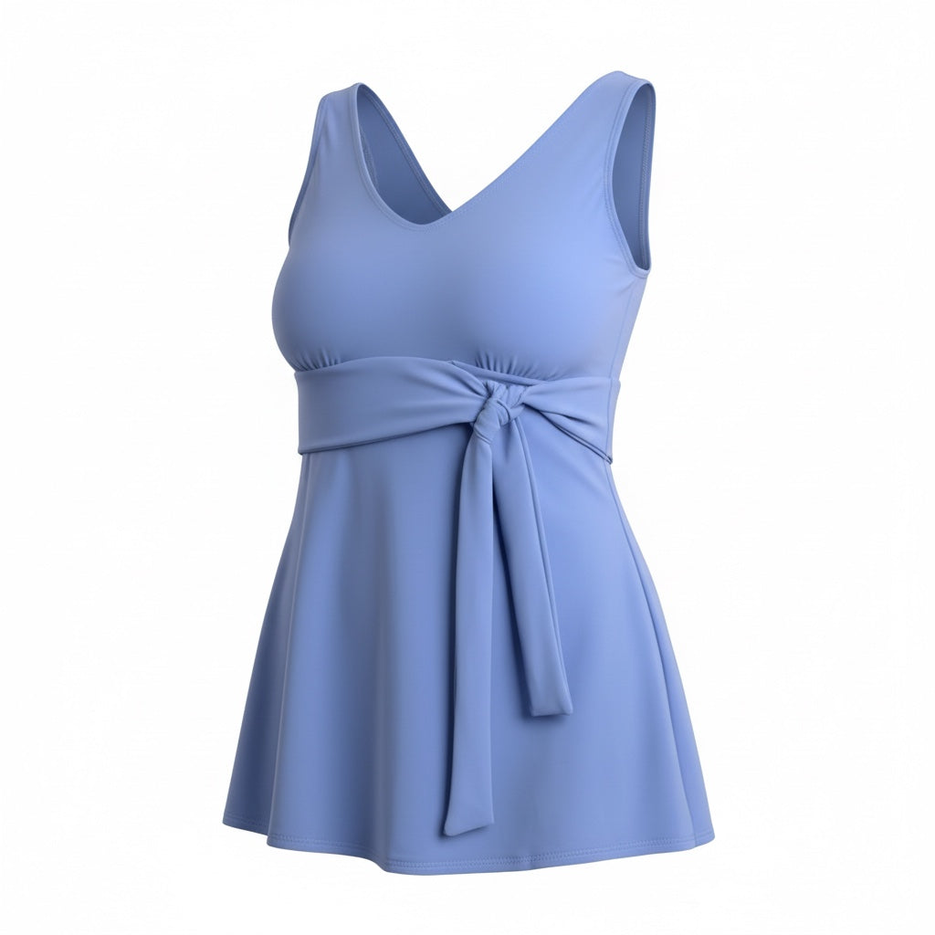 Side Tie Tankini Top - Hydrangea Blue