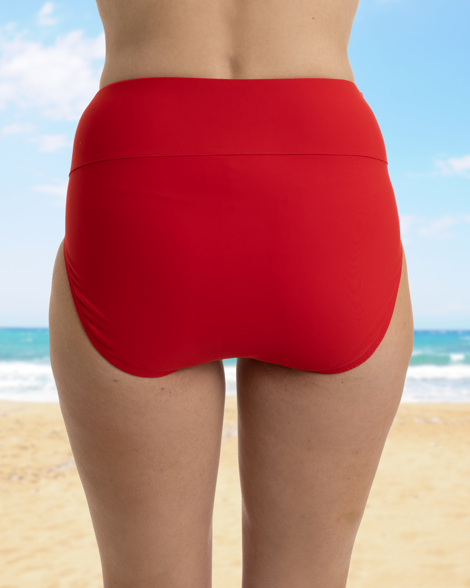 Hi-Rise Bikini Bottom - Berry Red
