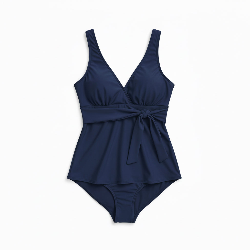 Side Tie Tankini Top - Navy